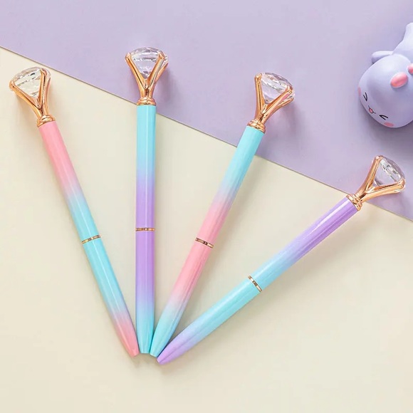Cotton Candy, Gradient Color Diamond Pens, Medium Tip, Ball Point Pen, Set Of 4 - Picture 4 of 15